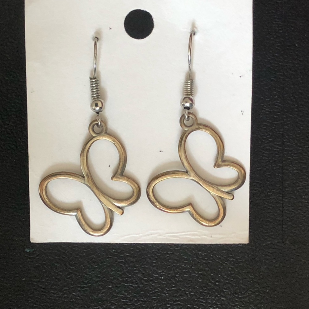 3/$20 Silver Tone Butterfly Earrings